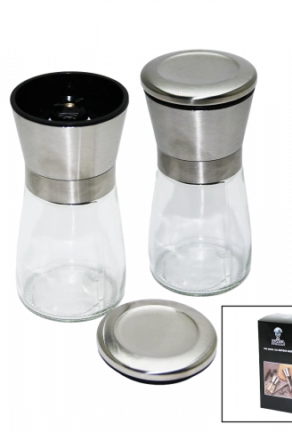 CAM HAZNELİ - METAL KAPAKLI KÜÇÜK TUZ - BAHARAT ÖĞÜTÜCÜ (4940)