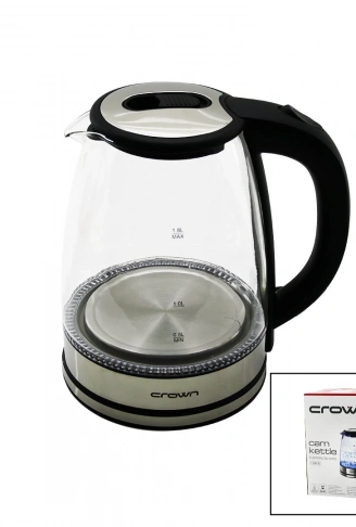 CAM - LEDLİ  KETTLE   1.8LT   1500W   ÇELİK TABAN - KROM KAPAK  360° GÖVDE   PLASTİK KULP (4940)