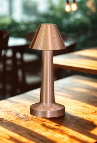 Çatı Model Bronz Renk Şarjlı Dokunmatik 3 Renkli LED Masa Lambası (4940)