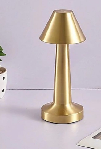 Çatı Model Gold Renk Şarjlı Dokunmatik 3 Renkli LED Masa Lambası (4940)