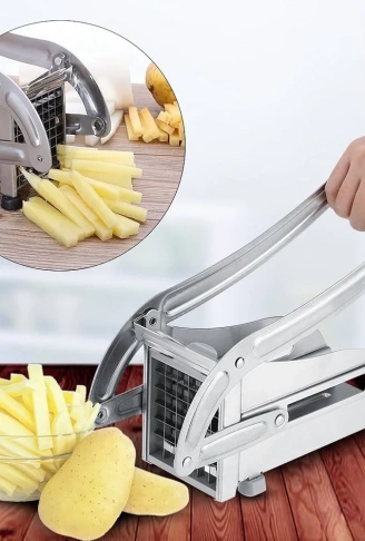 Çelik Patates Dilimleyici - Çok Fonksiyonlu Patates Dilimleyici, Sebze Doğrayıcı &amp; Rendeli Ayarlanabilir Bıçak ile Düzgün Dilimler (4940)