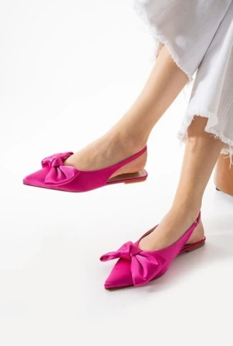 Cenya Fuşya Saten Babet Ayakkabı