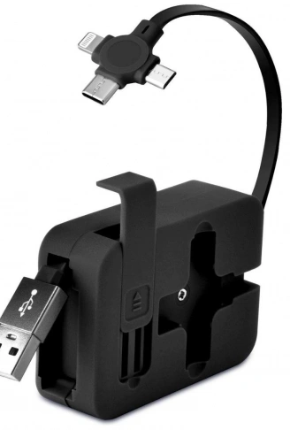 Cep Tipi Telefon Tutuculu Makaralı Uzayıp Kısalabilen 3&apos;ü 1 Arada USB Şarj Kablosu (4940)