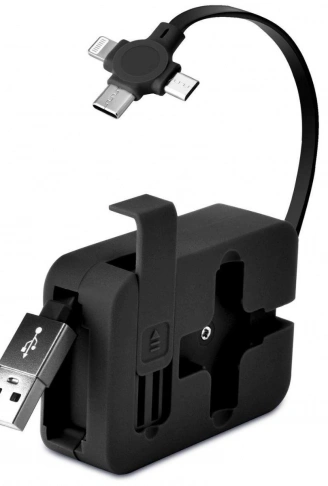 Cep Tipi Telefon Tutuculu Makaralı Uzayıp Kısalabilen 3'ü 1 Arada USB Şarj Kablosu (4940)