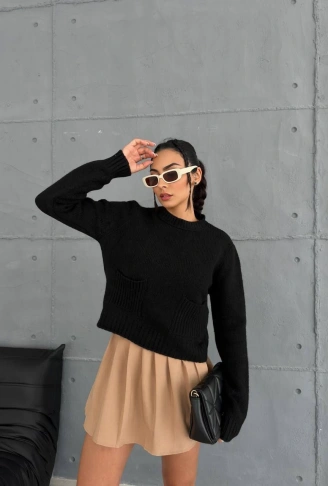 Cepli triko kazak siyah