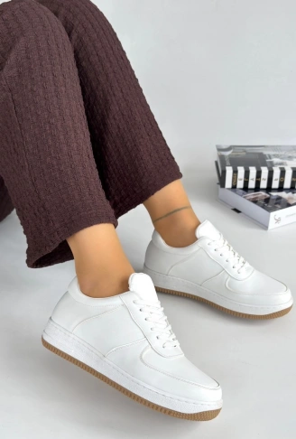 Ceyyan Beyaz Cilt Bağcıklı Spor Ayakkabı