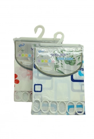 ÇİF KANAT PVC BANYO PERDESİ 2  PARÇA  X 90X180CM - 12 HALKALI (4940)