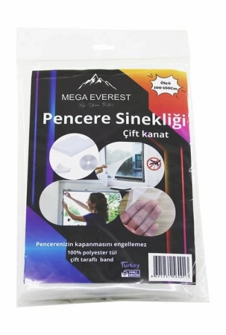 ÇİFT KANAT TÜL PENCERE SİNEKLİK 100X150CM - 5MT BANT (4940)