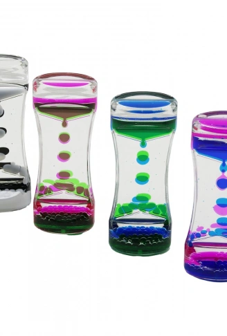 ÇİFT RENK SU ÇİFT KATLI DAR ŞİŞE MODEL  SULU KUM SAATİ MİKA AKRİLİK PLASTİK 13.7 X 5.2 X 3.3CM (4940)