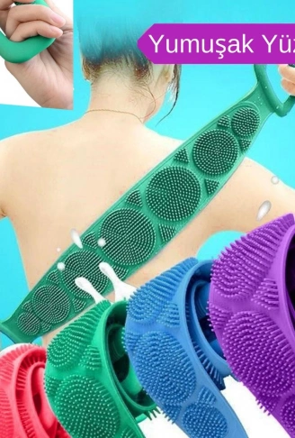 Çift Taraflı Banyo Hamam Lifi Silikon Masajlı Yumuşak Duş Lifi Uzun Ömürlü Hazır Banyo Kesesi (4940)