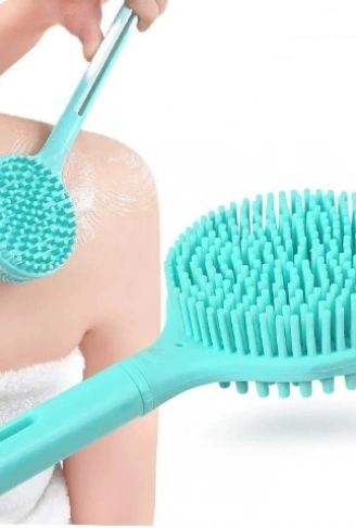 Çift Taraflı Silikon Uzun Saplı  Banyo Fırçası CM-331 (4940)