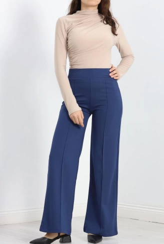 Çımalı Krep Pantolon İndigo
