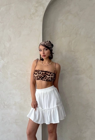 Çingene keten etek beyaz s24808