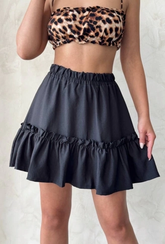 Çingene keten etek siyah s24808