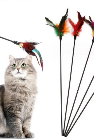 Çıngıraklı Tüylü Kedi Oyun Çubuğu (4940)