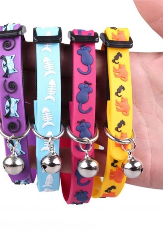 Çıngıraklı Zilli Sevimli Renkli Slikon Kedi Köpek Boyun Tasması (4940)