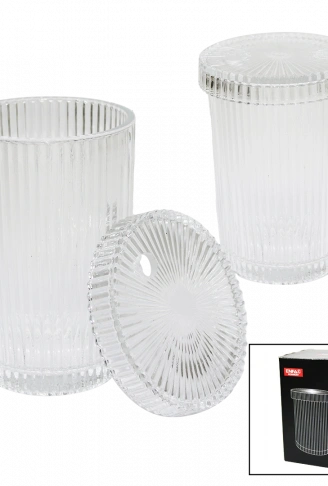 ÇİZGİLİ - CAM BARDAK KAPAKLI - PİPETLİ - ORİGAMİ SİTİLKAHVE - SUNUM - MEŞRUBAT (4940)