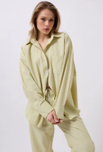 Çizgili Cep Detay Gömlek