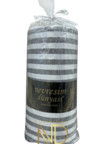 Çizgili Çift Kişilik Fitted Micro Saten Çarşaf ve 2 Yastık Kılıfı Antrasit
