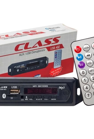 CLASS USB-402 BLUETOOTH/AUX USB/SD/MMC MIKROFONLU KUMANDALI OTO TEYP ÇEVİRİCİ DİJİTAL PLAYER (4940)