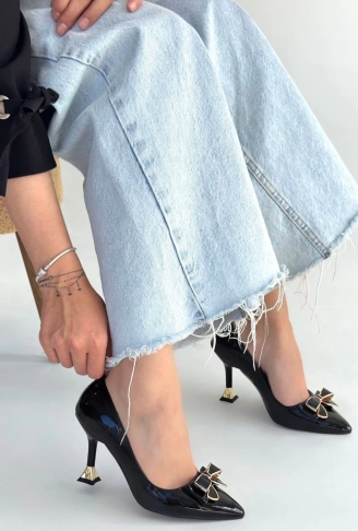 Coby Siyah Rugan Topuklu Ayakkabı