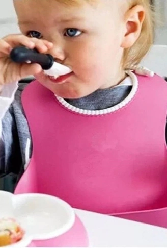 Çocuk Bebek Mama Önlüğü Dökülme Engelleyici Bükülebilir Pembe (4940)