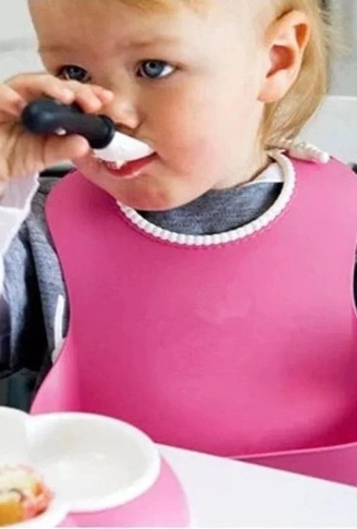 Çocuk Bebek Mama Önlüğü Dökülme Engelleyici Bükülebilir Pembe (4940)
