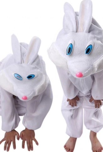 Çocuk Tavşan Kostümü Beyaz Renk 2-3 Yaş 80 cm (4940)