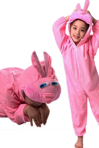 Çocuk Tavşan Kostümü Pembe Renk 2-3 Yaş 80 cm (4940)
