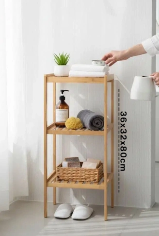 ÇOK AMAÇLI RAF - ORGANİZER 3 KATLI AHŞAP - BAMBU 36X32X80CM (4940)