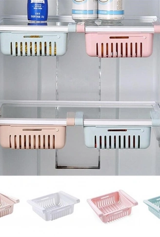 Çok Amaçlı Uzayıp Kısalabilir Buzdolabı Düzenleyici Sepeti Rafı (4940)