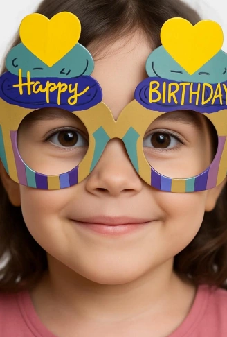 Cupcake Temalı Doğum Günü Renkli Karton Happy Birthday Gözlüğü 6 Adet (4940)