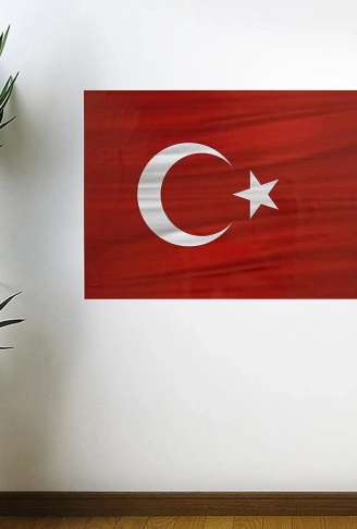 Dalgalanma Efektli Manyetik Duvar Stickerı Türk Bayrağı 71 x 47cm (4940)