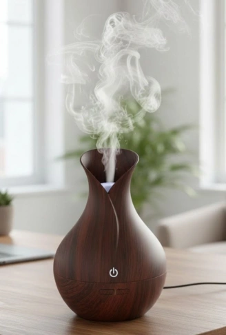 Damla Model Akasya Renk Hava Nemlendirici – Ultrasonik Soğuk Buhar Makinesi, LED Işıklı Masaüstü Oda Nemlendirici (4940)