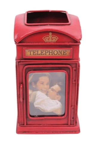 Dekoratif Metal Londra Telefon Kulübesi Kalemlik Ve Çerçeveli - Lisinya