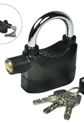 Desibel Siyah Alarmlı Çok Fonksiyonlu Ekstra Güvenlikli Kare Asma Dolap Kilidi (4940)