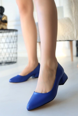 Desniy Mavi Cilt Topuklu Ayakkabı