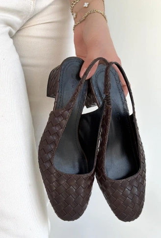 Dier Kahverengi Cilt Topuklu Ayakkabı