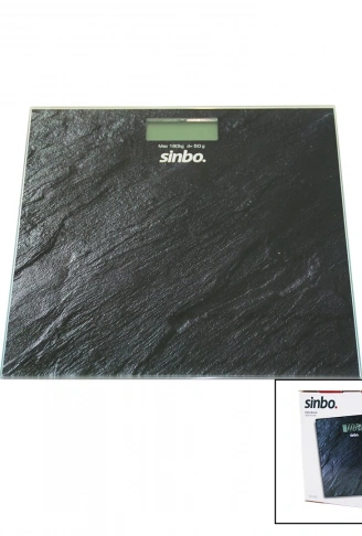 DİJİTAL - PİLLİ  CAM BANYO BASKÜLÜ  LCD EKRAN - SICAKLIK GÖSTERGELİ   180KG/50GR   26X26CM  SİNBO SBS-4450 (4940)