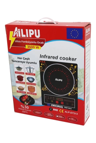 DİJİTAL TEKLİ ELEKTRİKLİ ULTRA FONKSİYONLU OCAK 3500W KIZILÖTESİ PİŞİRİCİ ZAMANLAYICI DOKUNMATİK ALP-DT213 (4940)