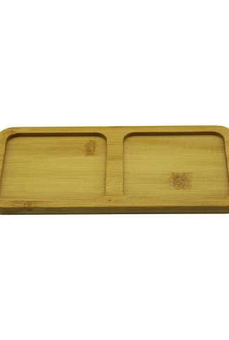DİKDÖRTGEN - 2 BÖLMELİ - 10X19.5CM  AHŞAP BAMBU YAĞDANLIK ALTLIK (4940)