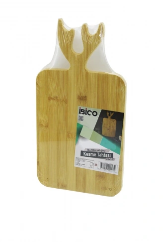 DİKDÖRTGEN=22X38CM  AHŞAP BAMBU KESİM PANOSU - KESME TAHTASI GEYİK BOYNUZ FİGÜR SAPLI (4940)