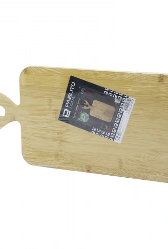 DİKDÖRTGEN AHŞAP BAMBU KESİM PANOSU - KESME TAHTASI GEYİK BOYNUZ FİGÜR SAPLI 22X36CM (4940)