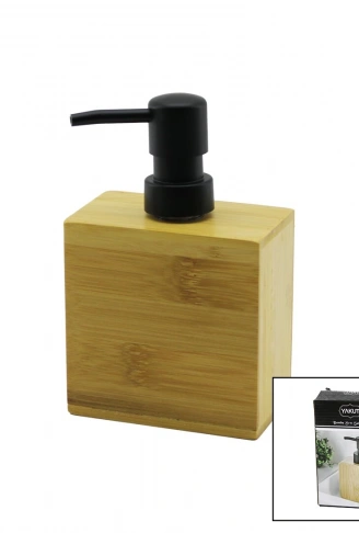 DİKDÖRTGEN  AHŞAP BAMBU SIVI SABUNLUK  SİYAH PLASTİK POMPA   5.8 X 9.9CM - Y: 10CM (4940)