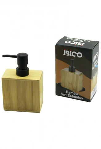 DİKDÖRTGEN AHŞAP BAMBU SIVI SABUNLUK SİYAH PLASTİK POMPA  5.8 X 9.9CM - Y: 10CM (4940)