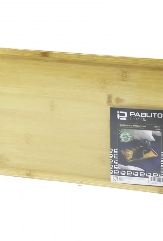 DİKDÖRTGEN AHŞAP BAMBU SUNUM TEPSİ 24X36CM (4940)