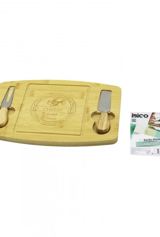 DİKDÖRTGEN - BOMBELİ KENAR2-BIÇAK=SAĞ-SOL AHŞAP BAMBUKAHVALTI PEYNİR SUNUM PANO BIÇAK=AHŞAP SAPLI19X28.7X1.4CM (4940)