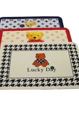 DİKDÖRTGEN SU EMİCİ - SİHİRLİ BANYO PASPASI RENKLİ DESENLİ - RESİMLİ ELASTİK  57 X 37.5CM (4940)