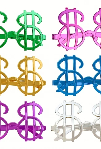 Dolar Şekilli Metalize Parti Gözlüğü 6 Adet (4940)