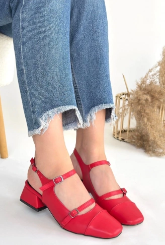 Doran Kırmızı Cilt Topuklu Ayakkabı